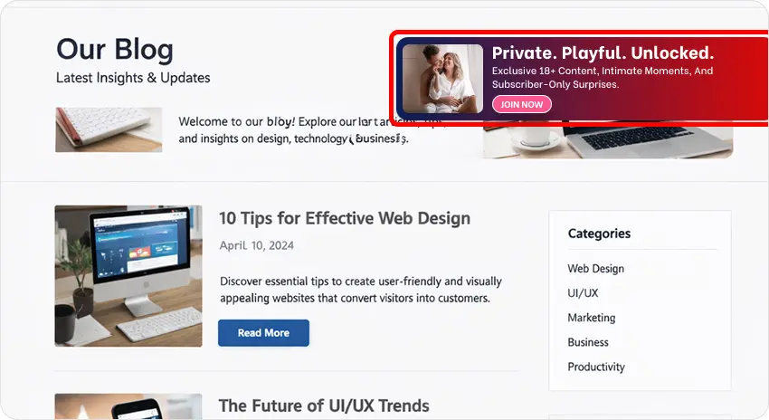 In Page Push Ads - Adult Ads