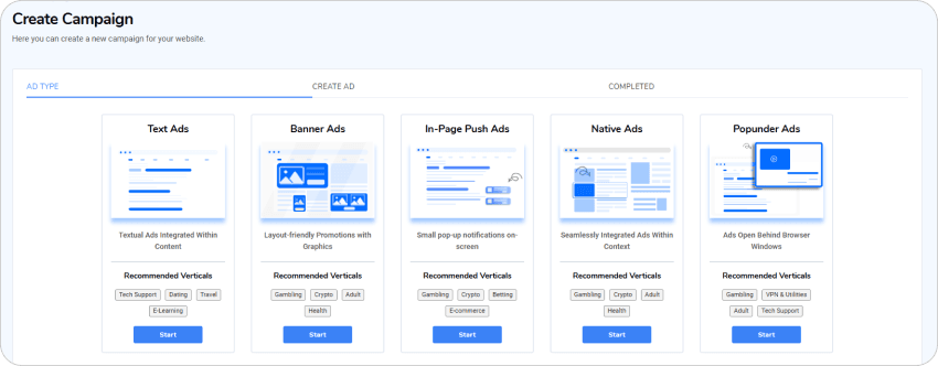 Choose Ad Formats