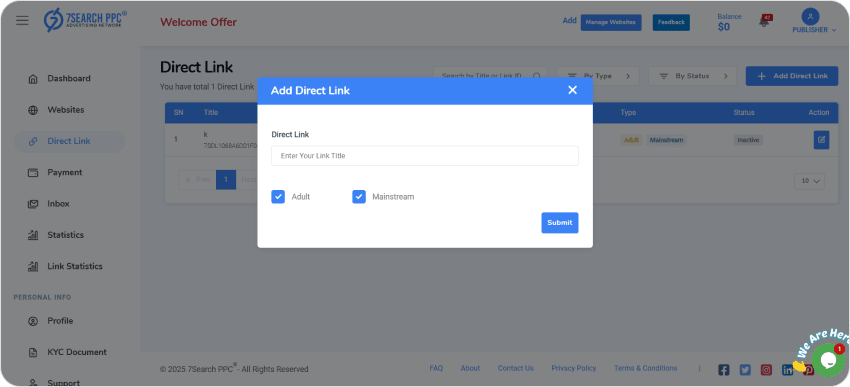 Choose The Direct Link Ads You’d Love To Run