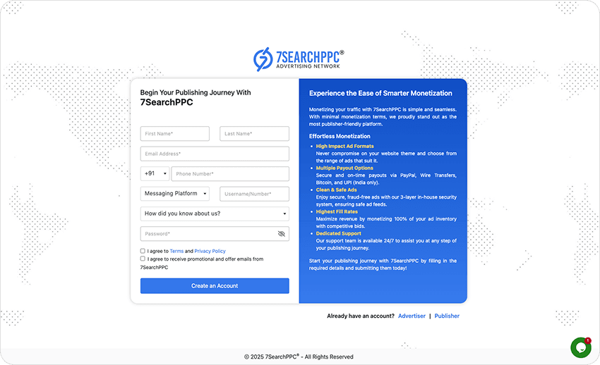 Register On 7Searchppc As Publisher
