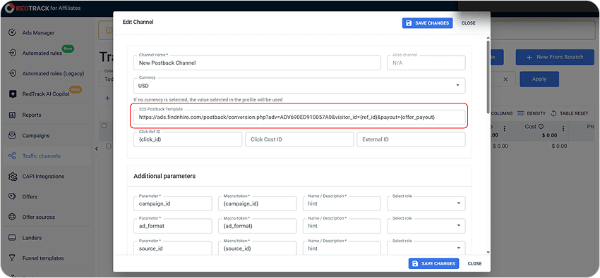 Paste The Postback Url