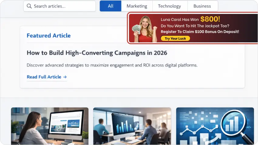 Casino - In Page Push Ads