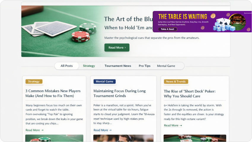 Poker In Page Push Ad