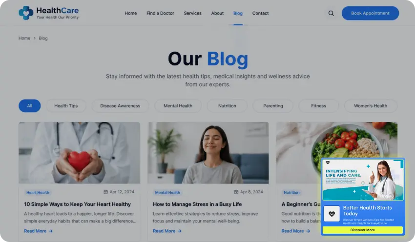 Push Traffic Explained: How It Works, Costs, and Best Verticals 9 Healthcare Classic Push Ad